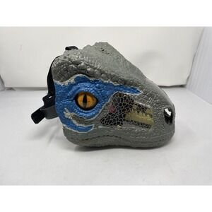 2017 Jurassic World Chomp N Roar Mask w/ Sound Velociraptor Raptor Blue Dinosaur